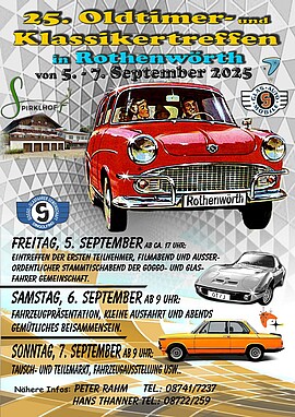 Banner GFG-Stammtischabend und 25. Oldtimer- und Klassikertreffen in Rothenwörth