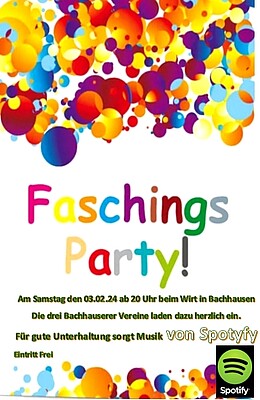 Banner Faschingsgaudi der 3 Bachhauserer Vereine 